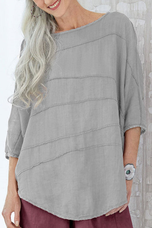 Casual Solid Solid Color O Neck Tops Grey