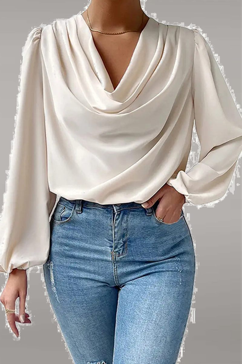 Casual Solid Patchwork U Neck Tops(6 Colors)