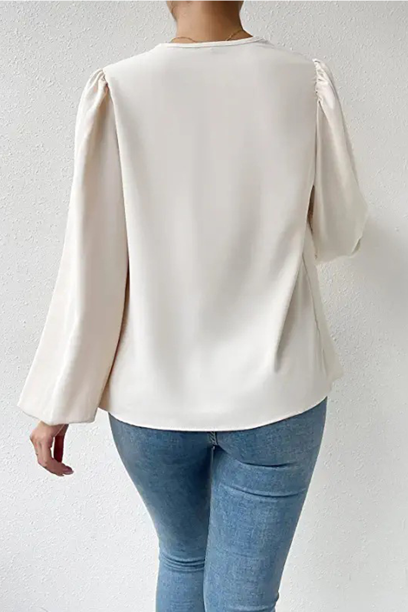 Casual Solid Patchwork U Neck Tops(6 Colors)