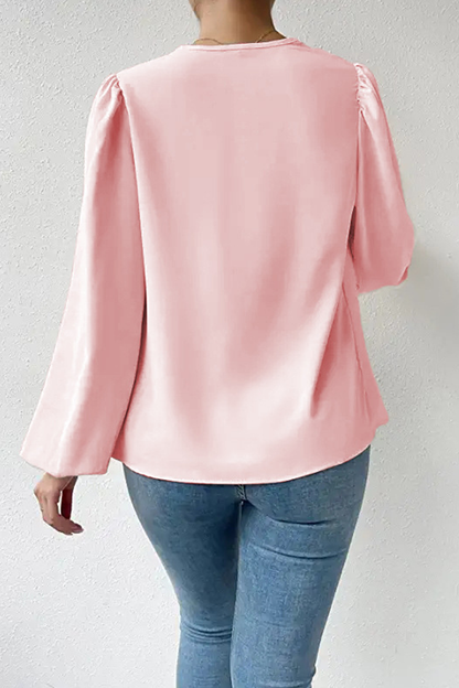 Casual Solid Patchwork U Neck Tops(6 Colors)