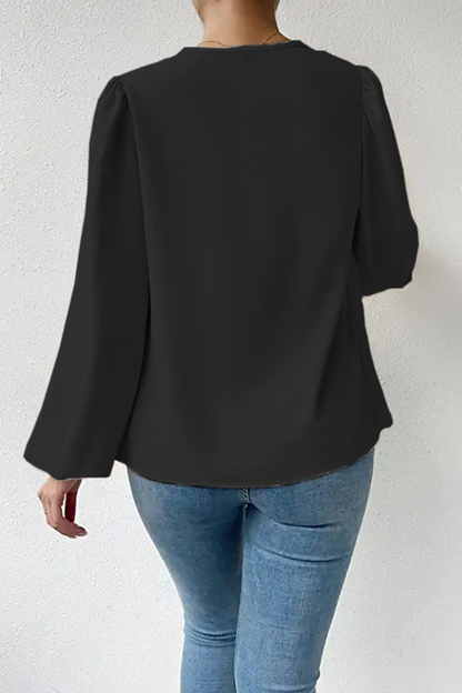 Casual Solid Patchwork U Neck Tops(6 Colors)