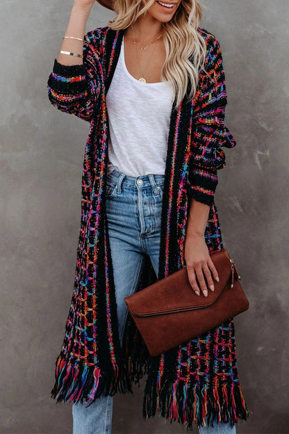 Sweet Elegant Tassel Cardigan Collar Tops Purple