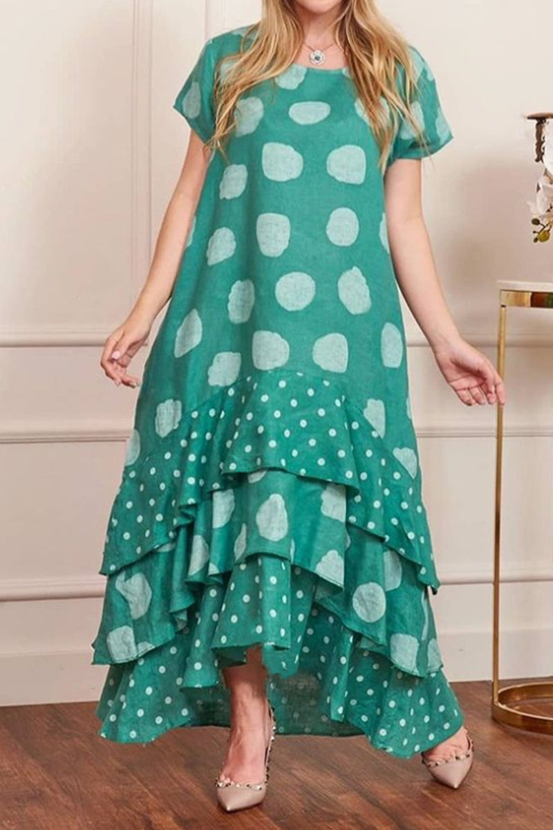 Casual Dot Patchwork Printed Dress Dresses(10 Colors) Green