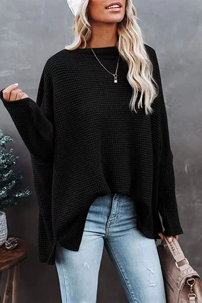 Casual Solid Solid Color Oblique Collar Tops Black