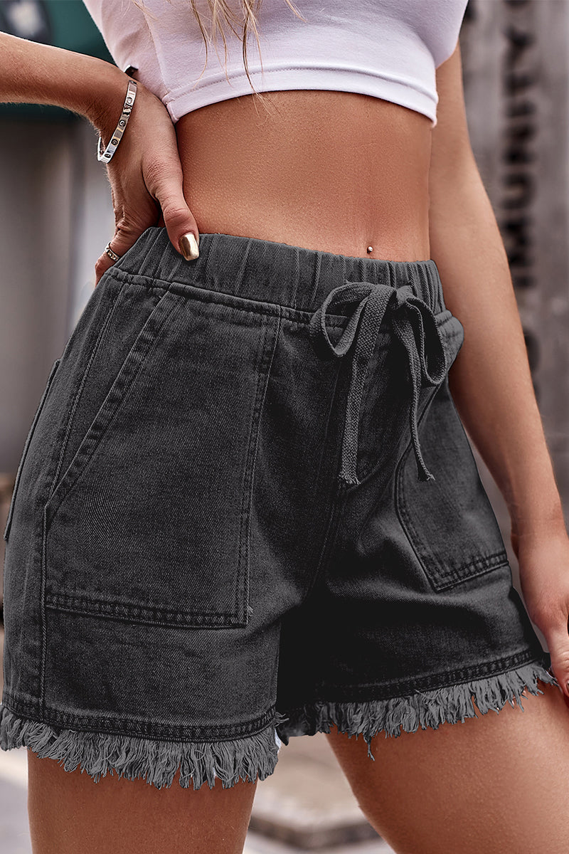 Casual Street Solid Pocket Frenulum Straight Mid Waist Solid Color Bottoms(9 Colors) Black Gray