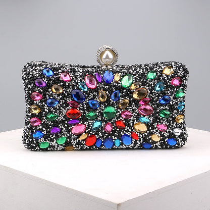 Casual Patchwork Chains Rhinestone Bags Black One Size