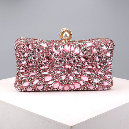 Casual Patchwork Chains Rhinestone Bags Pink One Size