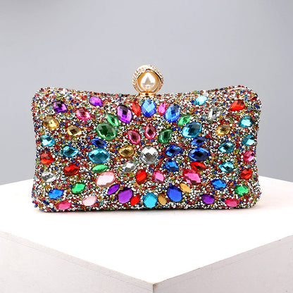 Casual Patchwork Chains Rhinestone Bags Multi-color One Size