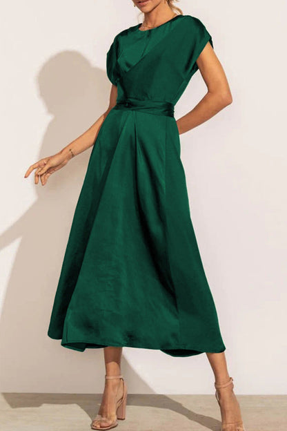 Celebrities Elegant Solid Bandage U Neck Dresses Dark Green