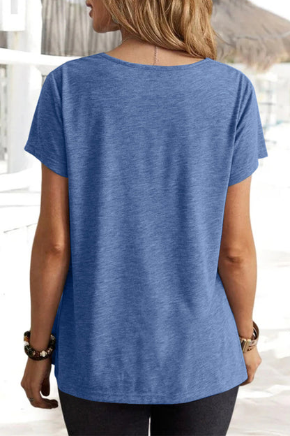 Casual Daily Solid Asymmetrical U Neck T-Shirts(5 Colors)