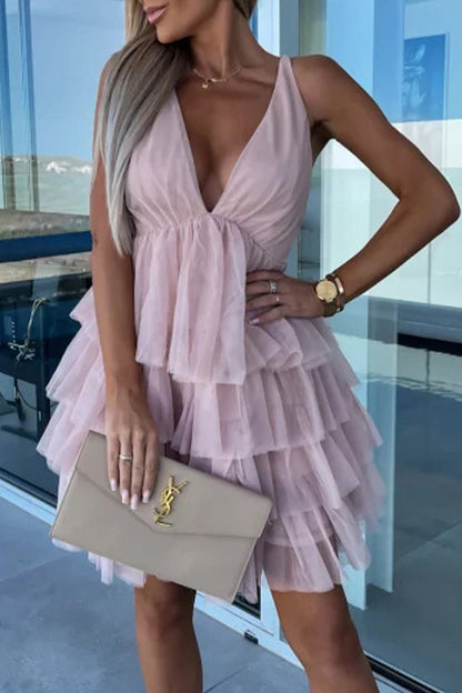 Sexy Sweet Celebrities Solid Backless V Neck Evening Dress Dresses Light Pink