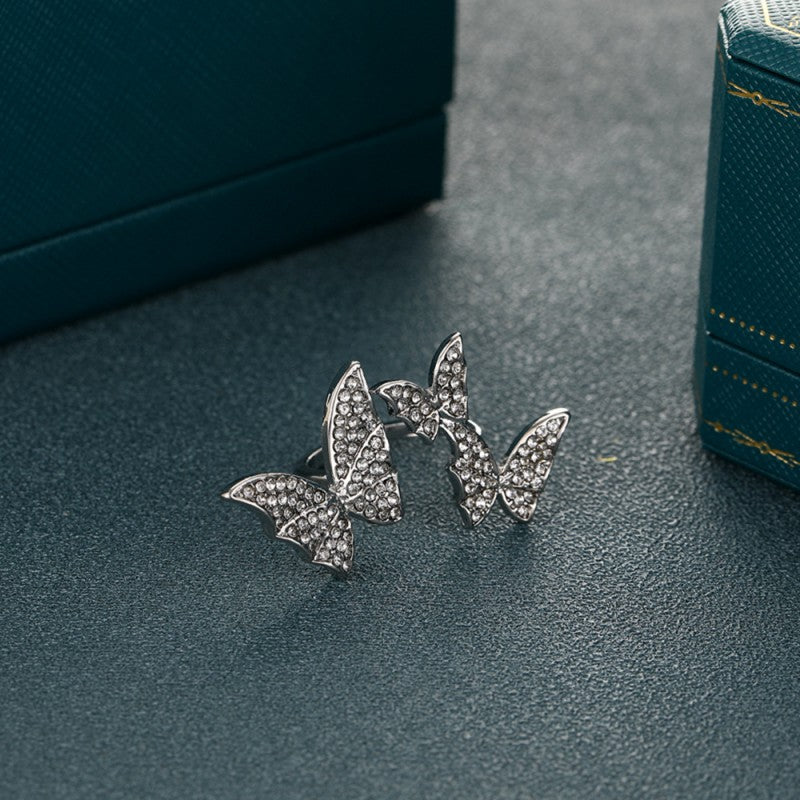 Casual Daily Butterfly Rhinestone Rings