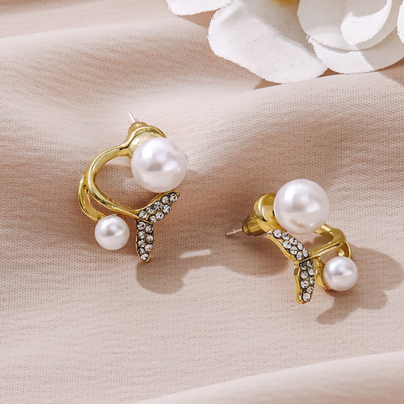 Casual Daily Patchwork Pearl Rhinestone Earrings