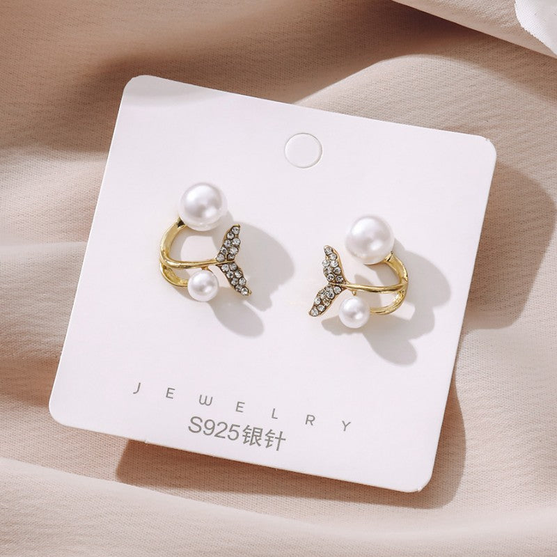 Casual Daily Patchwork Pearl Rhinestone Earrings