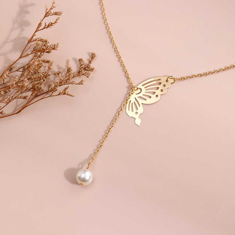 Casual Daily Party Butterfly Patchwork Pearl Necklaces