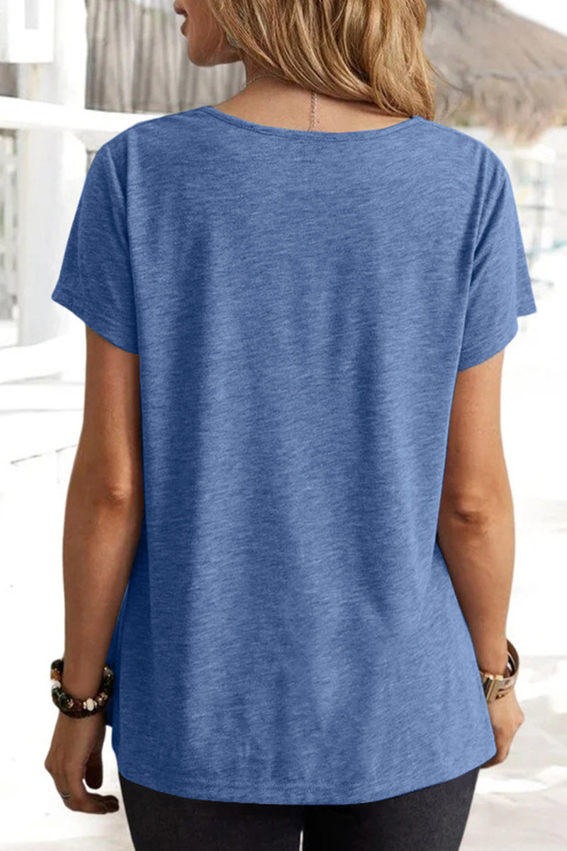 Casual Simplicity Solid Solid Color U Neck T-Shirts(5 Colors)