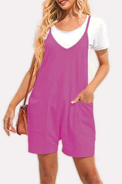 Casual Daily Solid Pocket V Neck Loose Jumpsuits(8 Colors) Purple