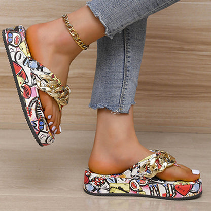 Casual Graffiti Patchwork Solid Color Round Comfortable Shoes