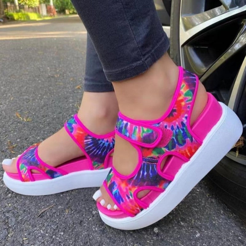 Casual Hollowed Out Patchwork Printing Solid Color Round Shoes Colour