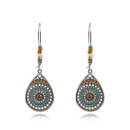 Bohemian Ethnic Wind Drop Earrings Silver One Size