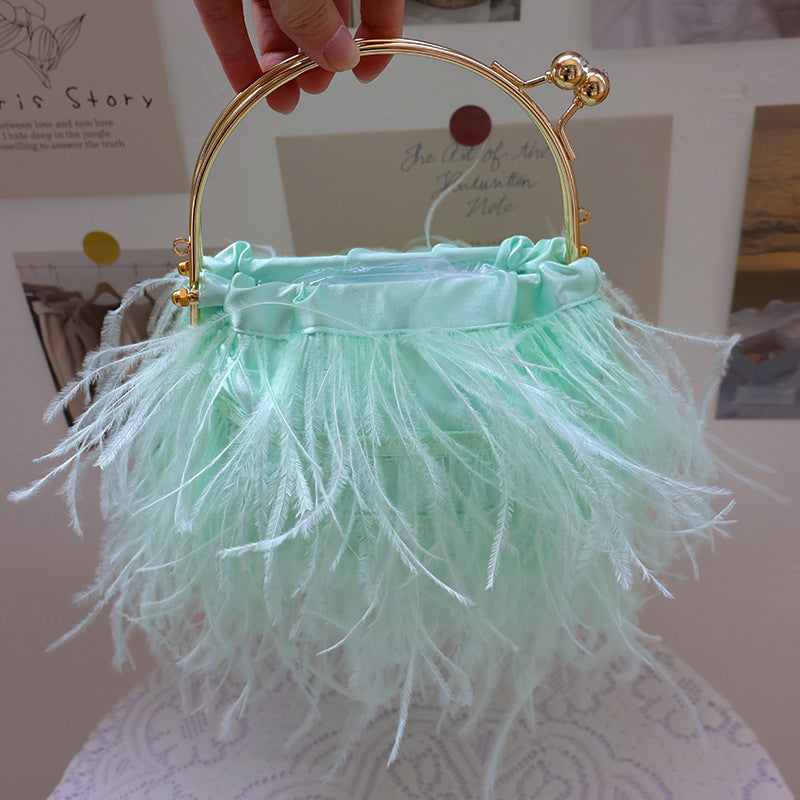 Casual Daily Party Solid Patchwork Feathers Bags