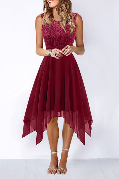 Elegant Formal Solid Asymmetrical O Neck Evening Dress Dresses(8 Colors) Burgundy