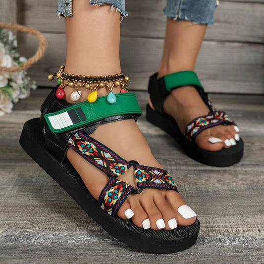 Casual Patchwork Round Out Door Shoes Green