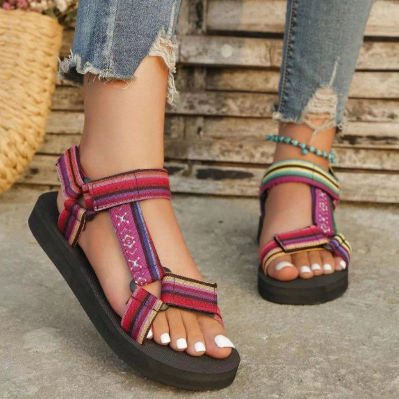 Casual Patchwork Round Out Door Shoes Rainbow Color