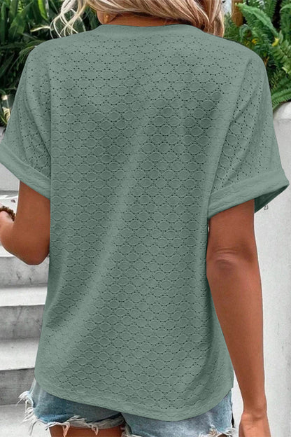 Casual Solid Buttons V Neck T-Shirts(10 Colors)