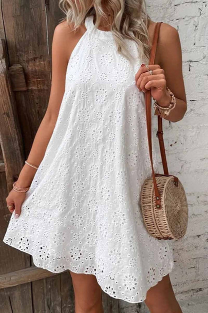 Casual Sweet Solid O Neck A Line Dresses(4 Colors) White