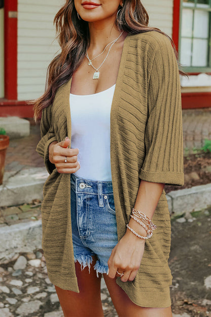 Casual Solid Scarf Collar Tops Khaki