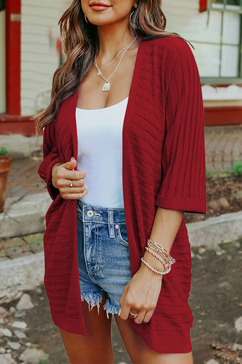 Casual Solid Scarf Collar Tops Burgundy