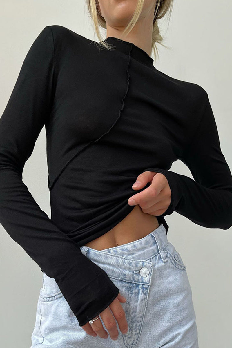 Casual Simplicity Solid Half A Turtleneck Tops