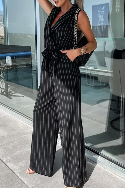 Casual Street Frenulum Turndown Collar Loose Jumpsuits