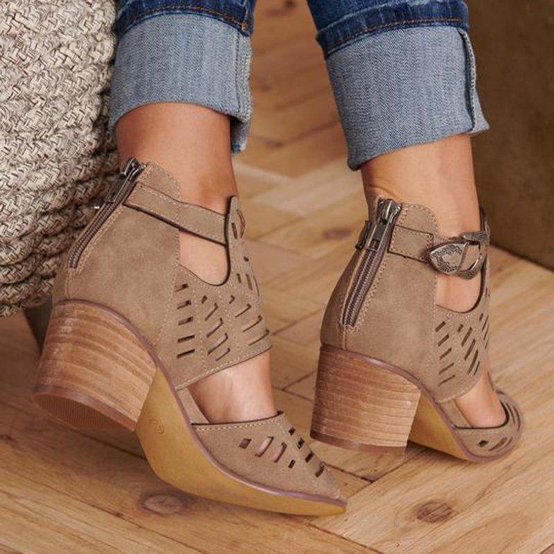 Casual Hollowed Out Patchwork Solid Color Fish Mouth Out Door Wedges Shoes (Heel Height 1.97in)