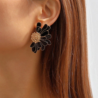 Casual Geometric Patchwork Earrings Black One Size