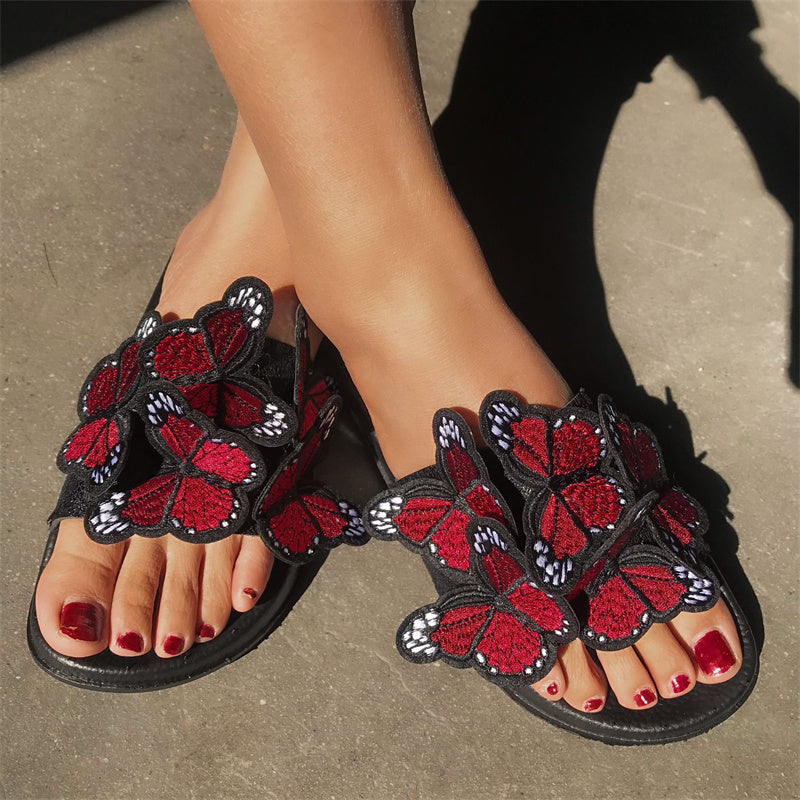 Casual Daily Patchwork Butterfly Round Comfortable Out Door Shoes Red