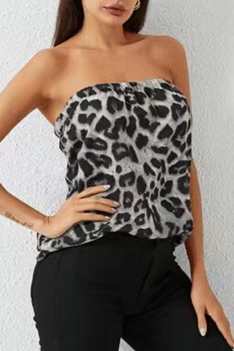 Sexy Leopard Strapless Tops(3 Colors)