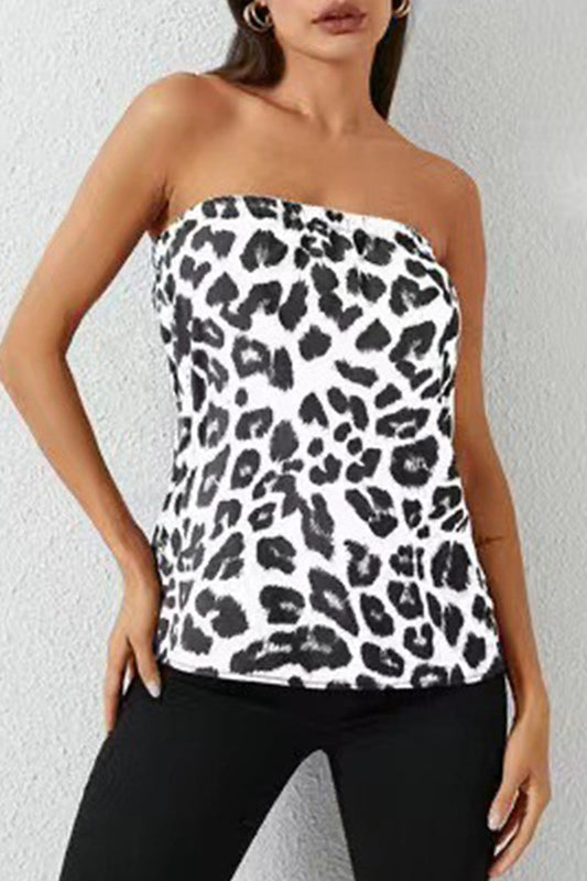 Sexy Leopard Strapless Tops(3 Colors) White