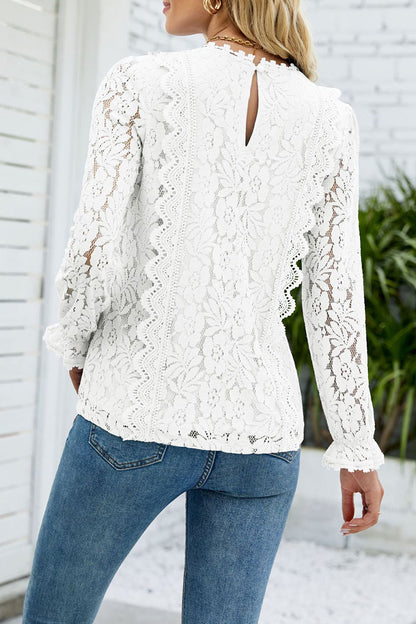 Elegant Solid Lace V Neck Tops