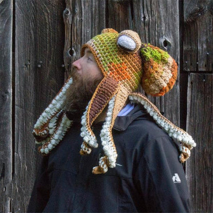 Octopus Knit Hats khaki Green One Size