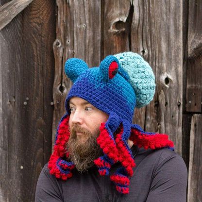 Octopus Knit Hats Royal Blue One Size