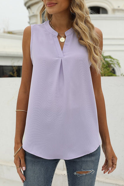 Casual Solid Fold V Neck Tops(9 Colors) Purple