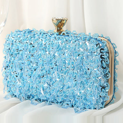 Casual Solid Patchwork Beaded Bags Sky Blue One Size