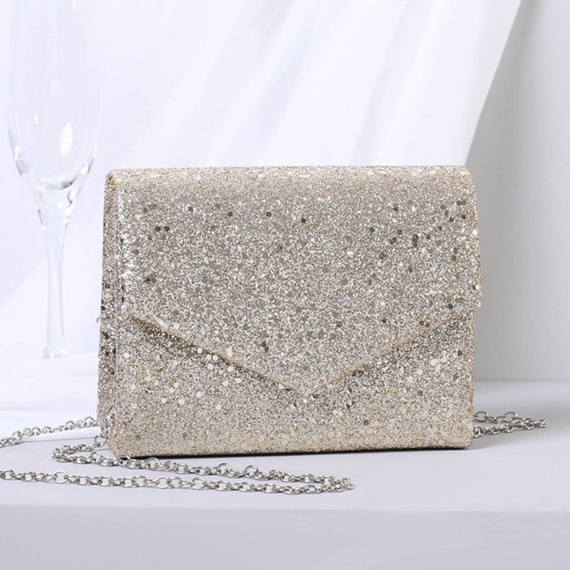 Casual Daily Solid Patchwork Chains Bags Champagne One Size