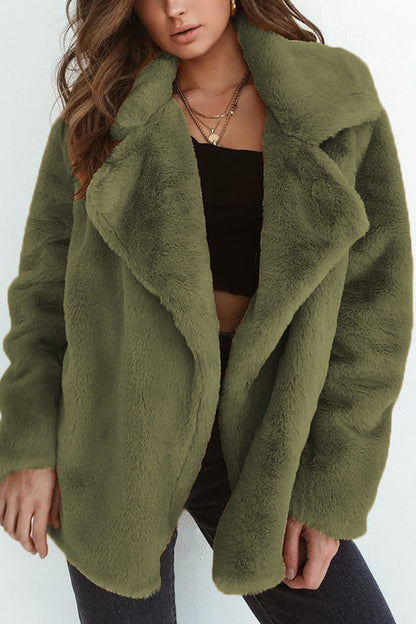 Casual Solid Patchwork Turndown Collar Outerwear(7 Colors) Army Green