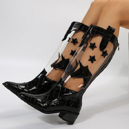 Casual Patchwork See-through Pointed Out Door Shoes