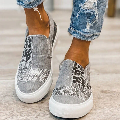 Casual Daily Patchwork Printing Round Comfortable Out Door Flats Shoes Grey