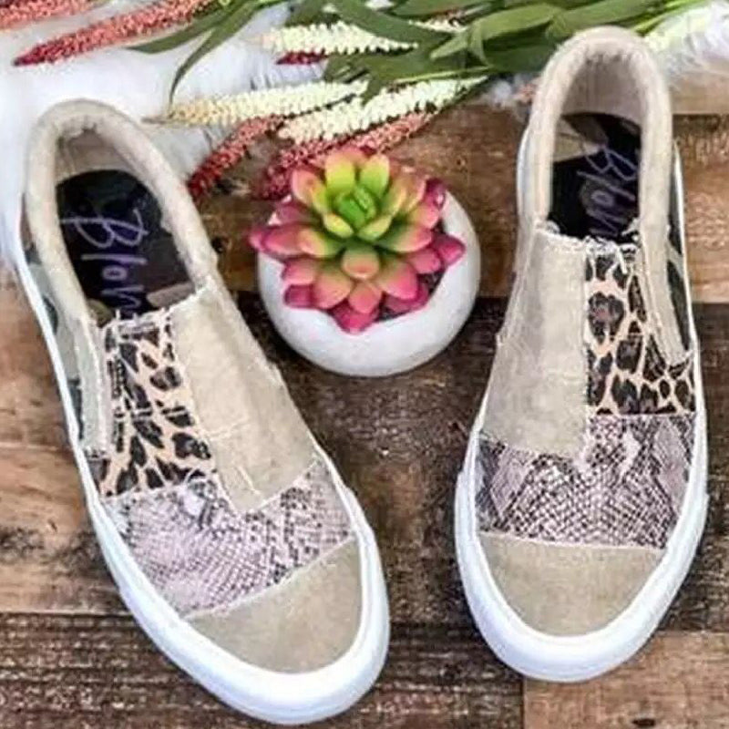 Casual Daily Patchwork Printing Round Comfortable Out Door Flats Shoes Brown