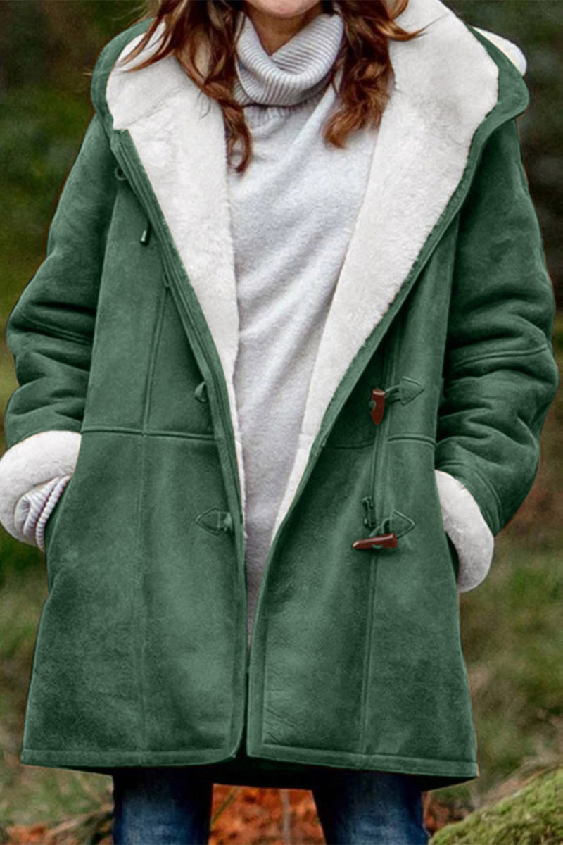 Casual Solid Patchwork Pocket Hooded Collar Outerwear(9 Colors) Dark Green